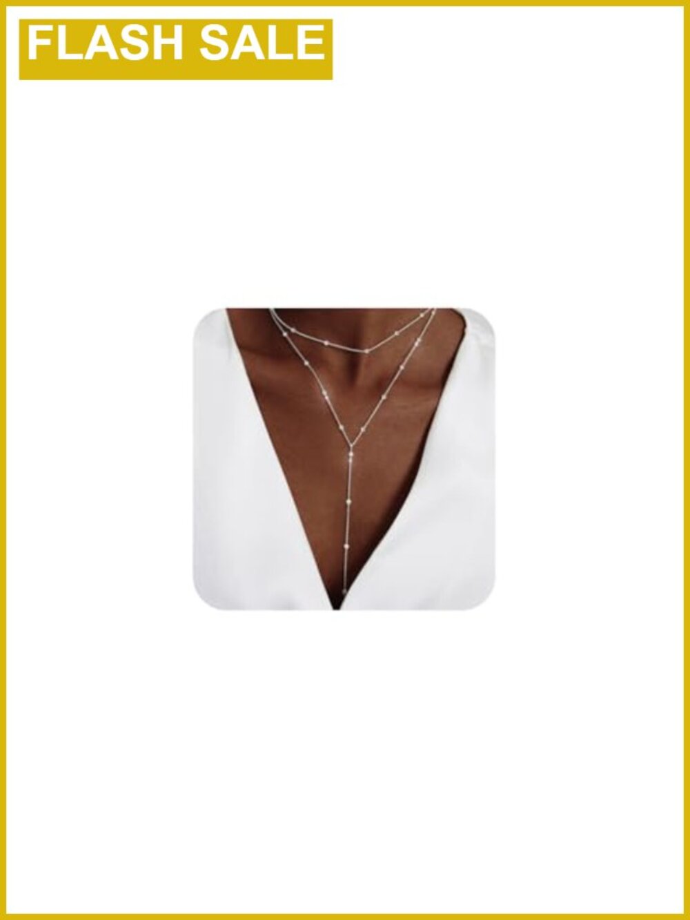 14k Gold Plated Lariat Y Necklace Layered Beaded Drop Chain
